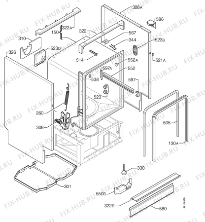 Взрыв-схема посудомоечной машины Zanussi DTI6726 - Схема узла Housing 001